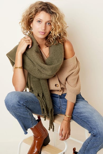 Warm winter scarf solid color brown Polyester h5 Picture2